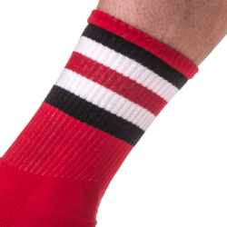 Barcode Berlin Chaussettes Half Socks Stripes Rouge Noir Blanc